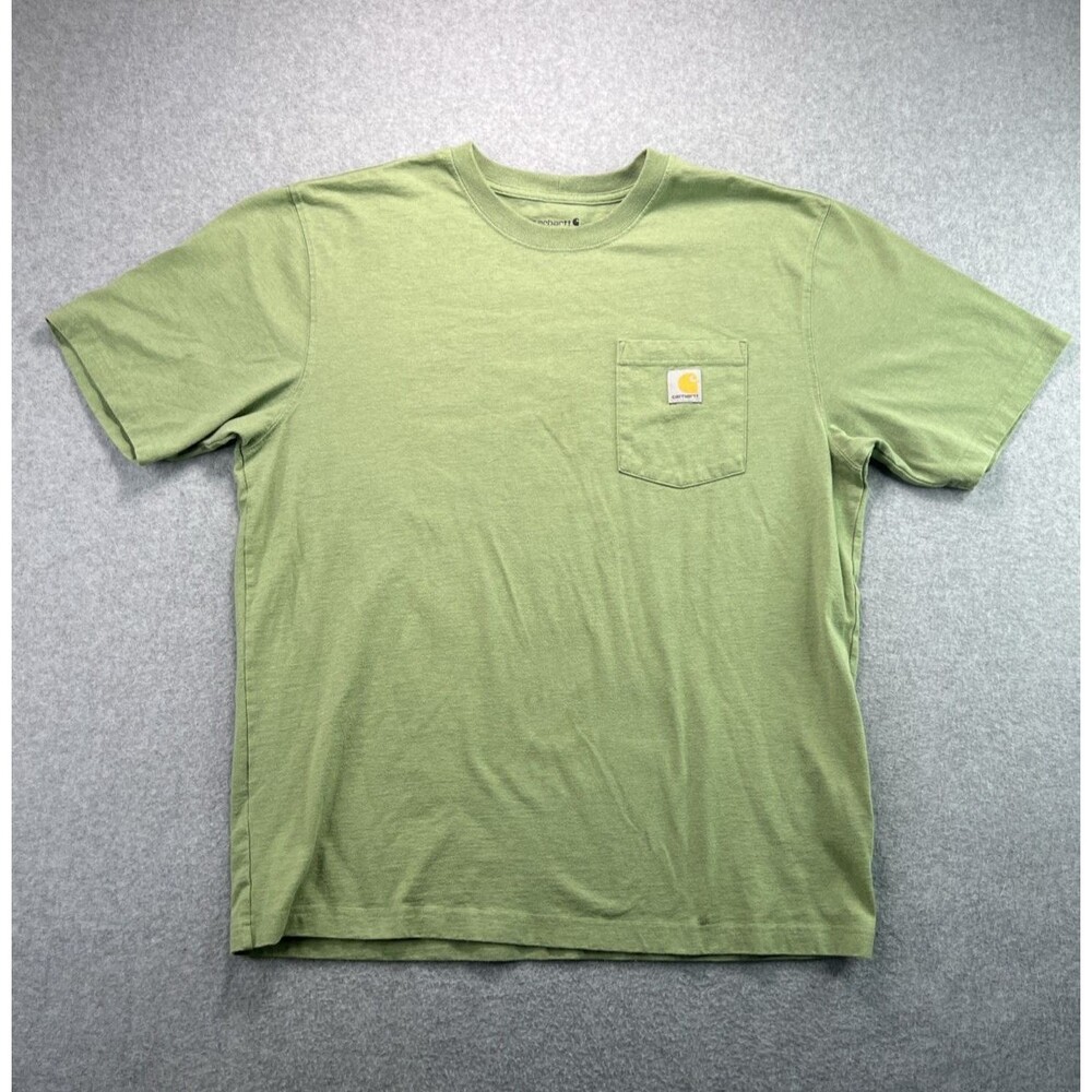 Carhartt Loose Fit Men's Shirt Large Green K87-M HeavyWeight Workwear Pocket